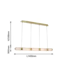 2023 New Modern golden crystal glass Cylindrical strip type LED villa pendant lamp dining table glass chandelier