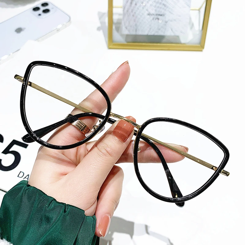 photochromic lenses women cat eye metal pc black gold  lunettes photochromique photogray 2023 anti blue light fashion glasses