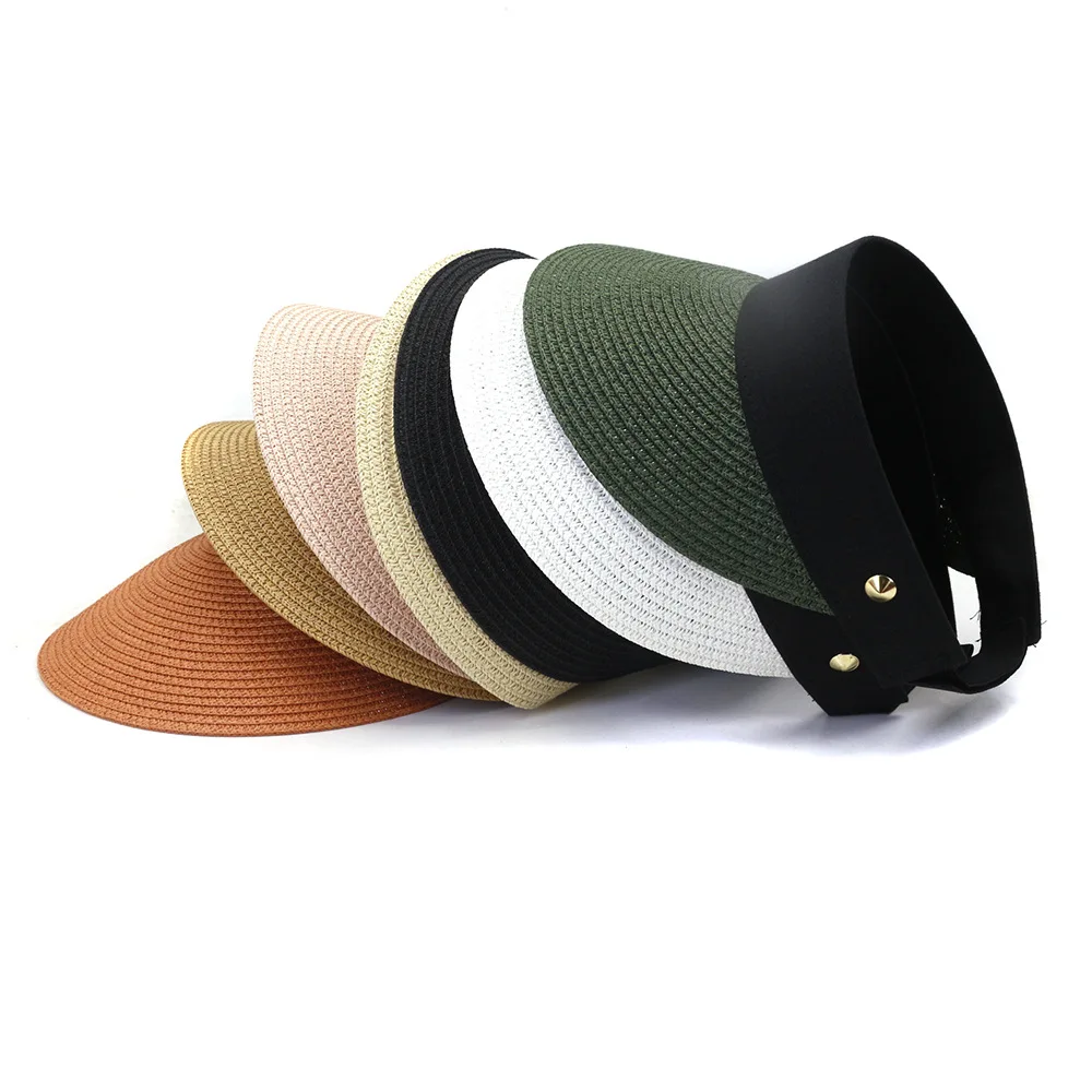 FS High Quality Black Edge Metal Button Decoration Visor Cap Both Men And Women Headless Sun Hat