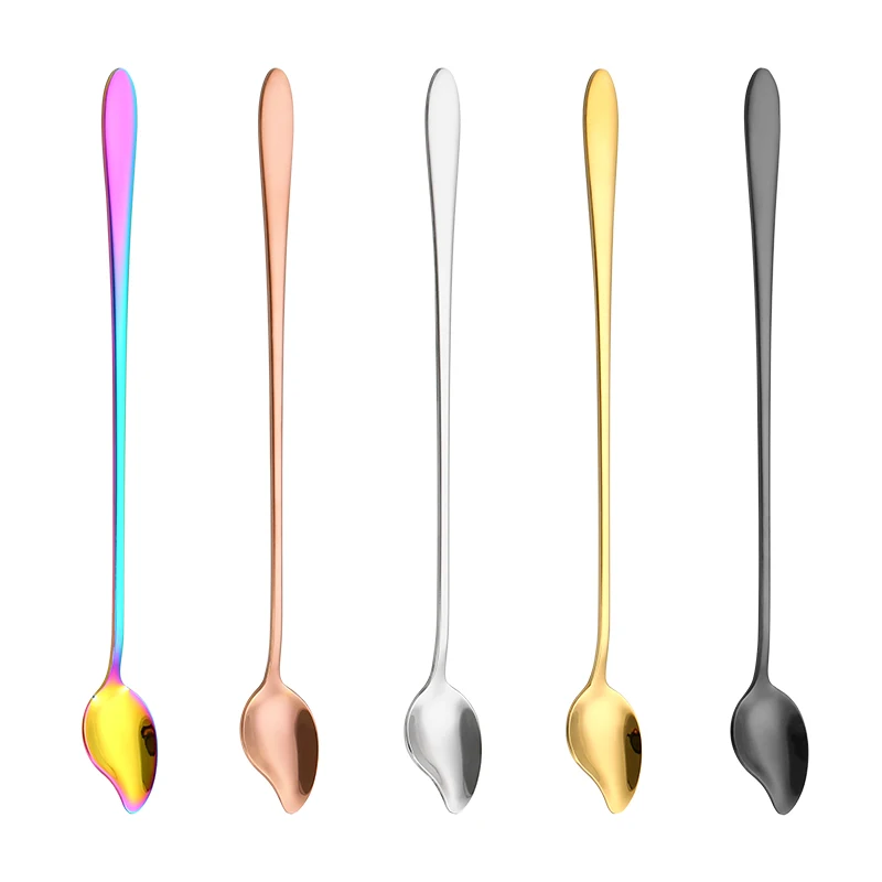 Premium Gold Plated Stirring Spoon 304 Stainless Steel Long Handle Tea Spoon For Coffee Ice Cream