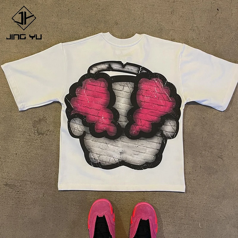 Custom manufacturer Fitted t-shirt heavyweight oversized tees 100% cotton boxy cropped dtg print cartoon graphic t shirt men