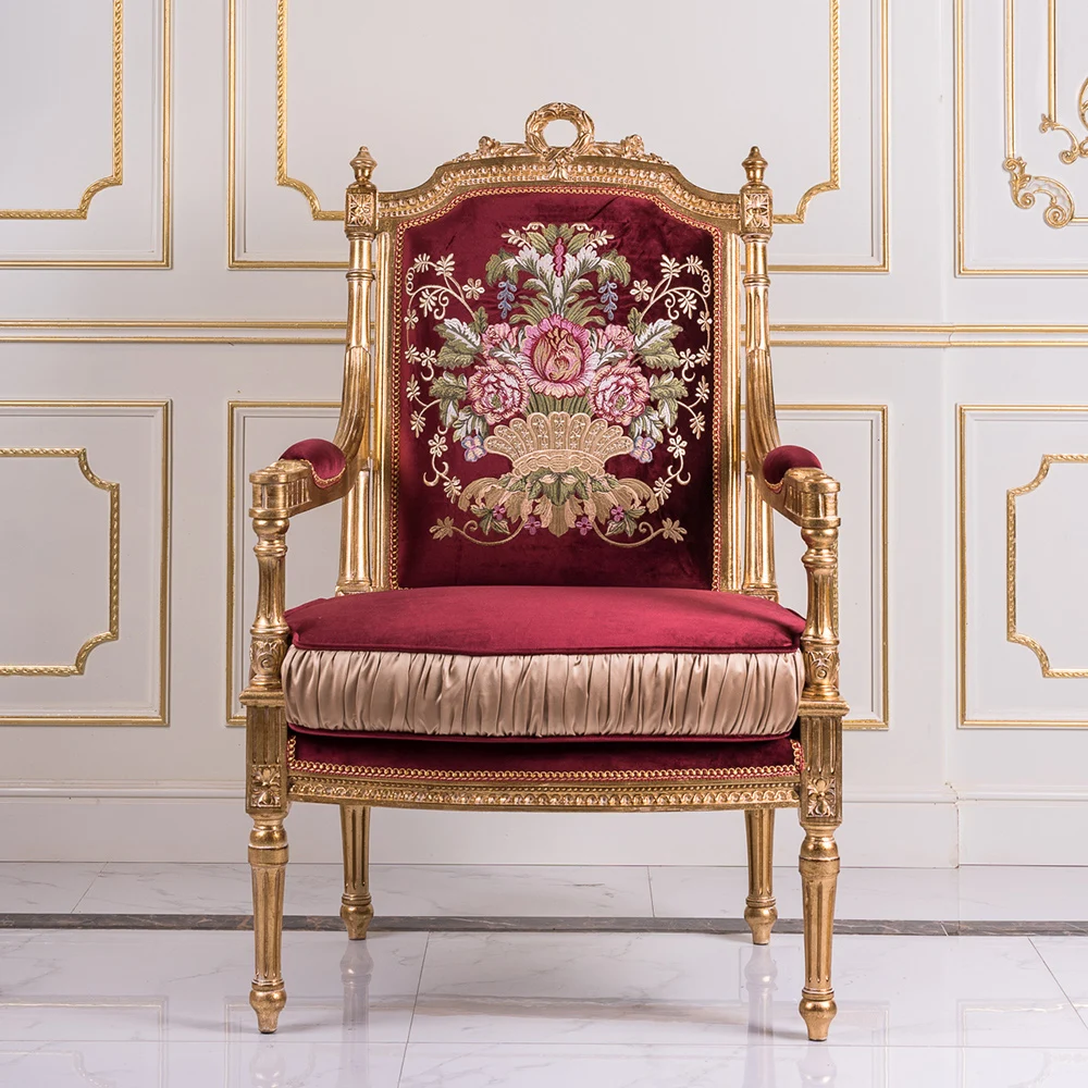 
Customized Premium Living Room Furniture Antique Classic Solid Wood Armchair Luxury Living Room Sofa Chair 