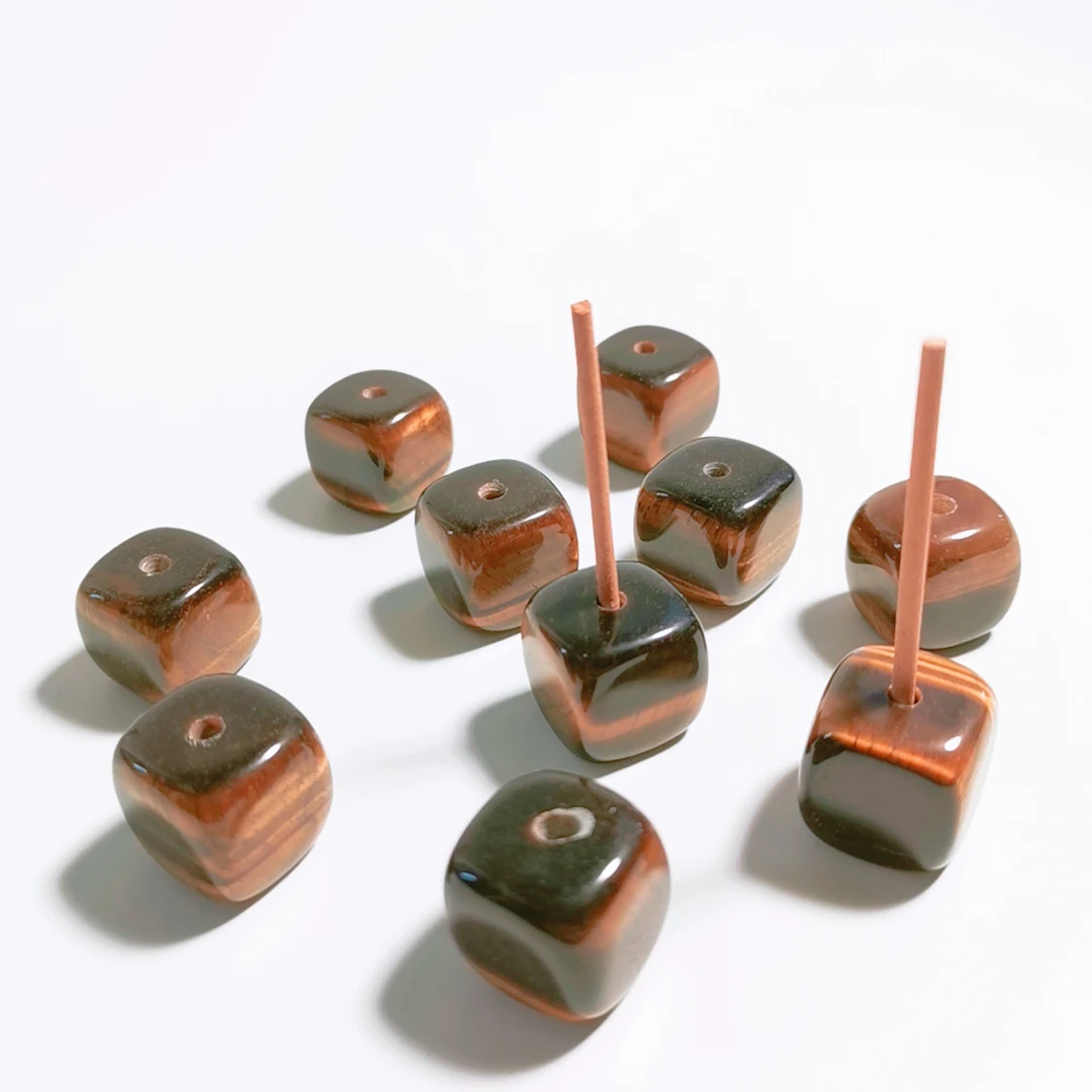 Wholesale Natural Stone Yellow Tiger Eye Carving Gem Incense Stick Holder Cube