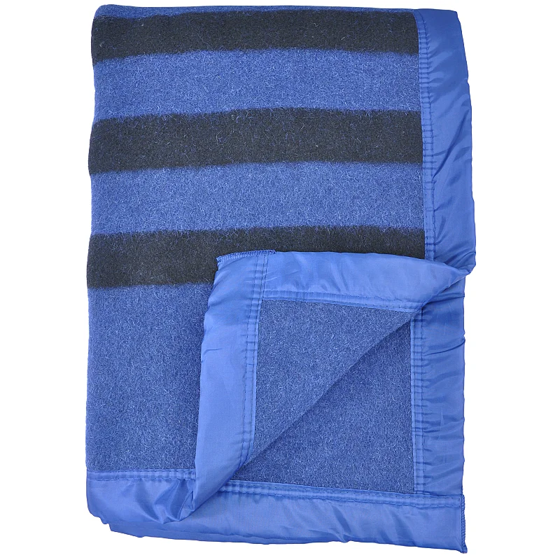 BLUE PHOENIX military wool blanket olive 70% wool 30% polyester thick heavy winter refugee relief first aid satin trim blue