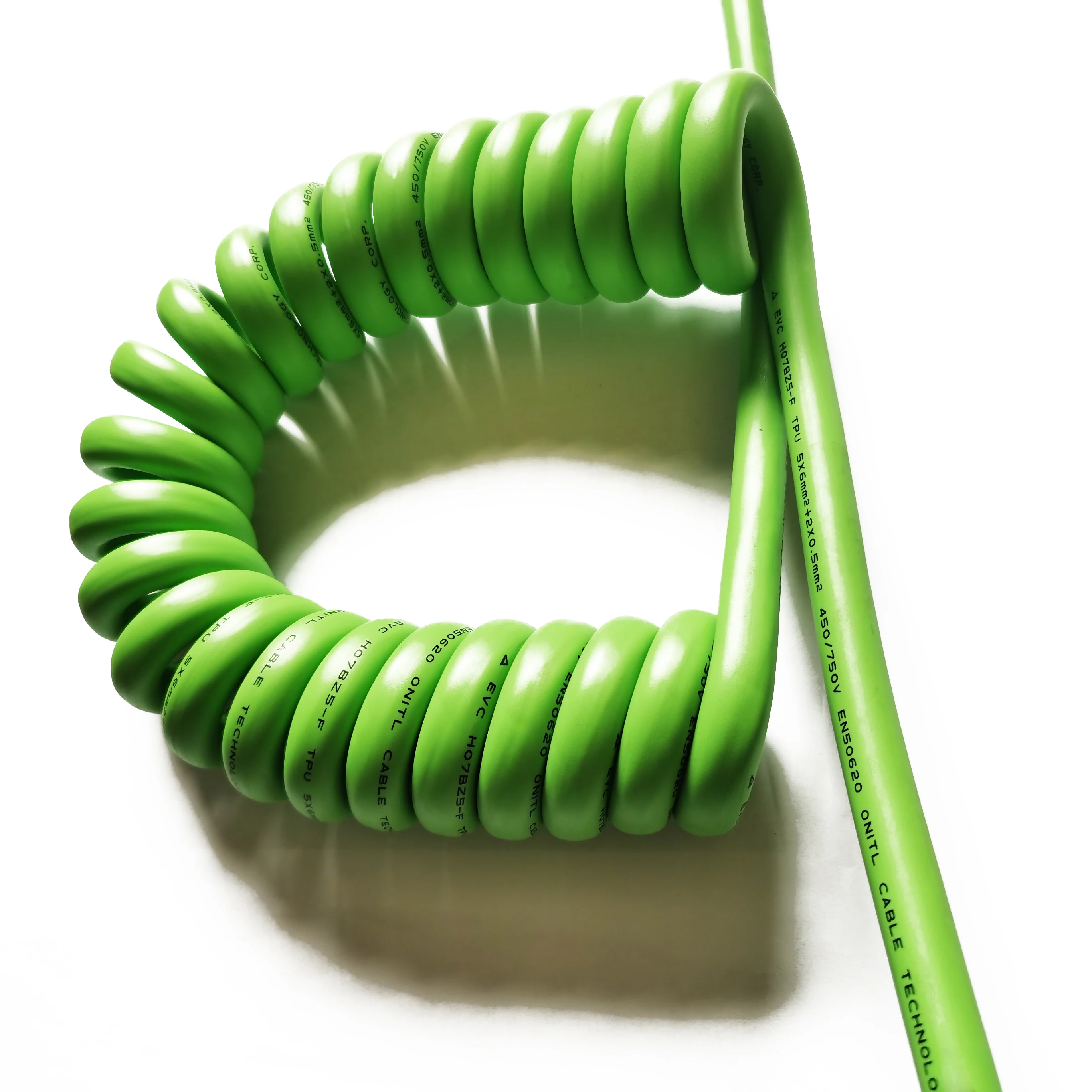 three-phase 16A 5*2.5mm+0.75mm 5m 6m 8m 10m EV spring  cable  Charging pile spiral cable spiral power cable