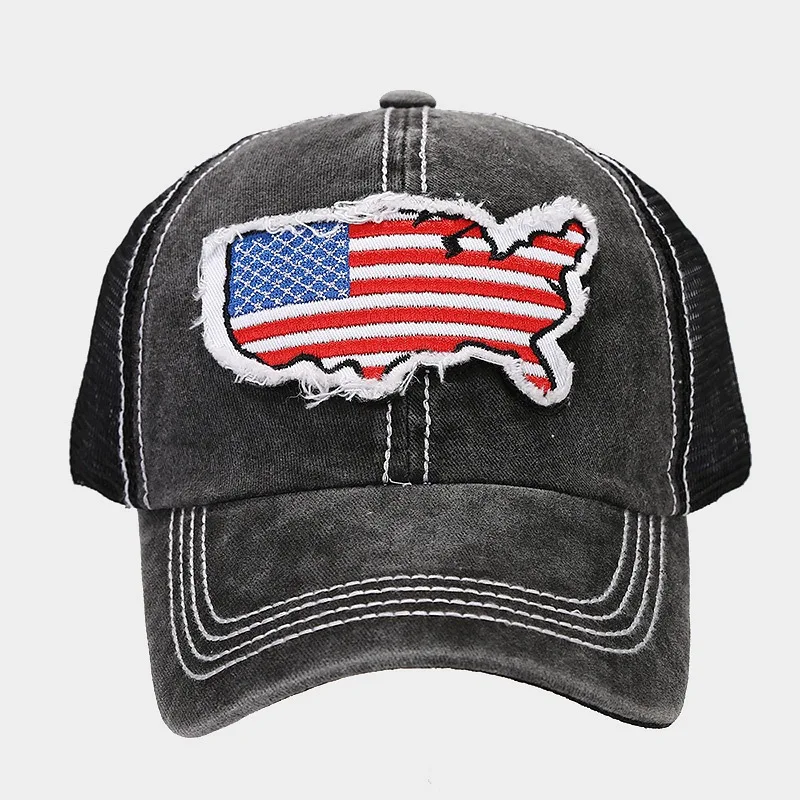 American flag washed old baseball caps for men and women European and American outdoor fashion peaked hats trendy hats