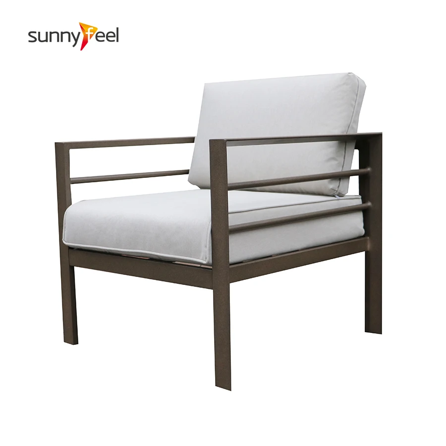 Современная быстрая доставка, садовый металлический диван с порошковым покрытием, алюминий, 4 шт., набор садовой уличной мебели, стулья, алюминий, для улицы