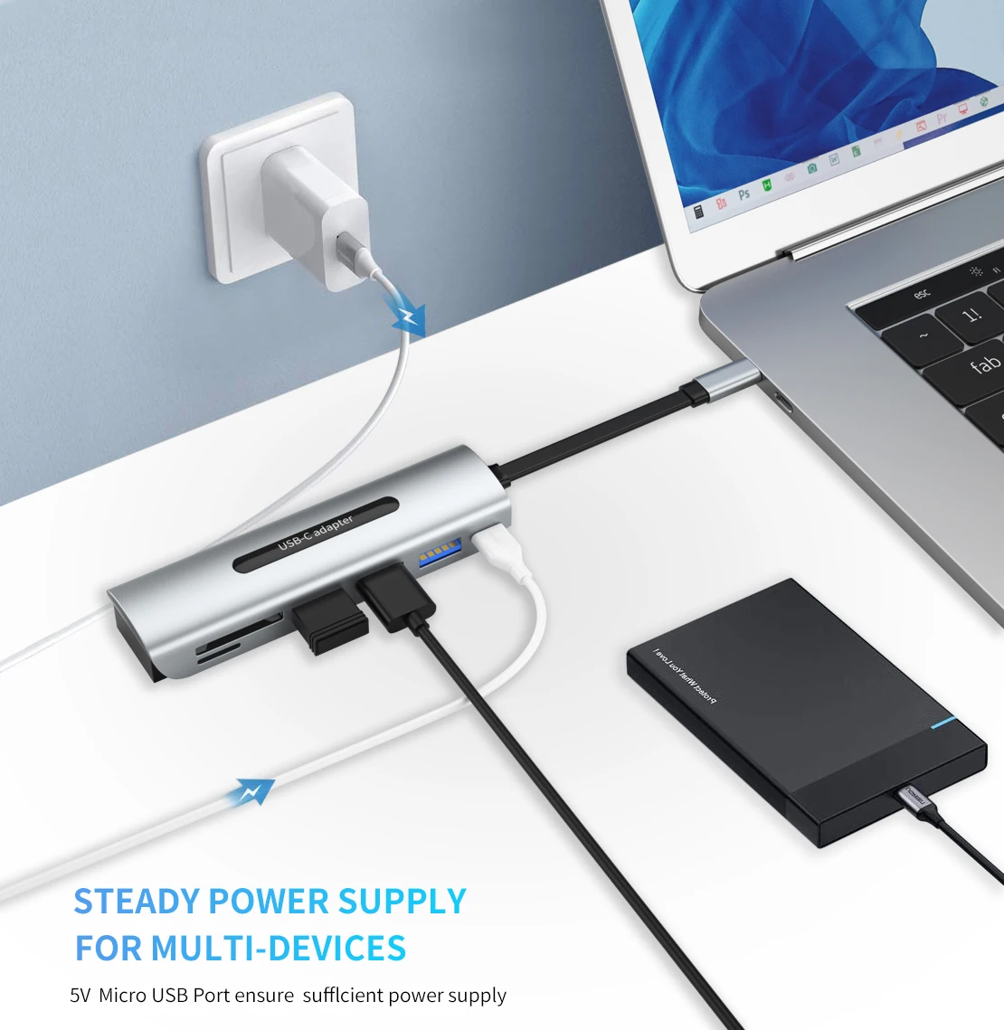 Type C USB 3.1 Docking Station 3.0 Adapter 9 In 1 PD Charge Micro SD TF card Audio HDTV VGA Usb C Hub