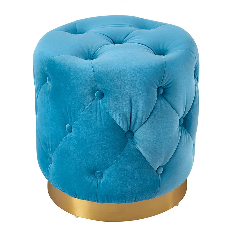 Wholesale Hot Selling Modern Round Ottoman Stool Velvet Fabric Tufted Footstool Ottoman For Living Room Furniture