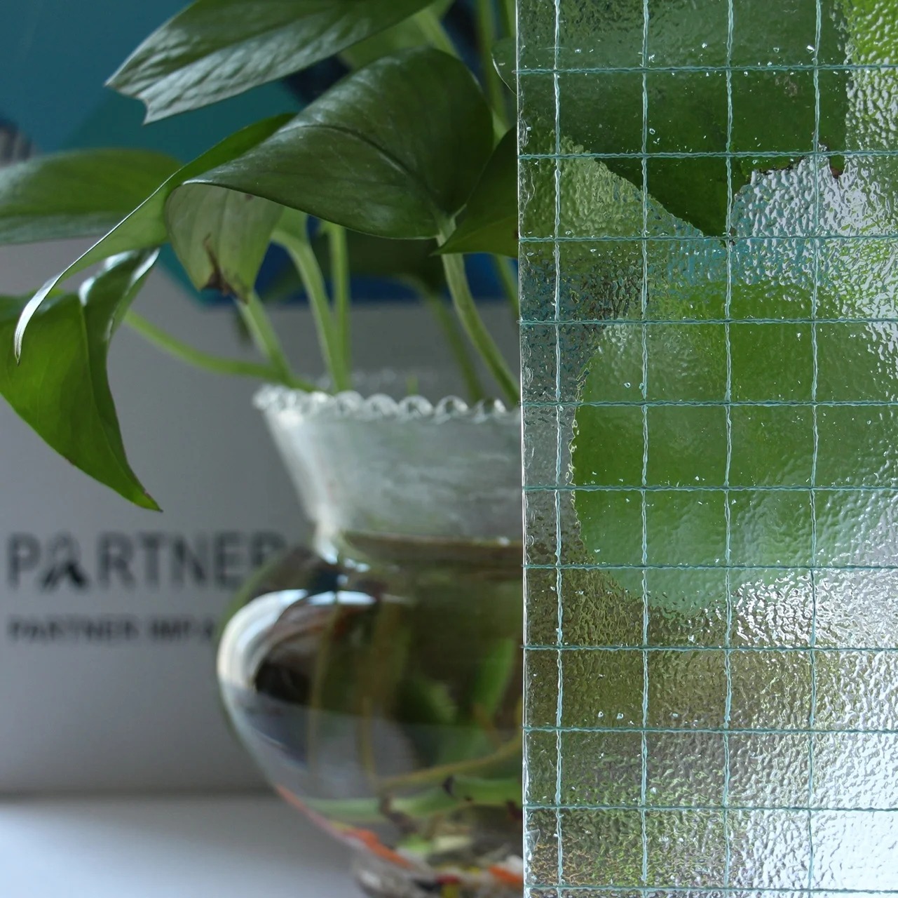 PARTNER GLASS Wire mesh glass 6MM 8MM Heat Resistant Fire Proof Artic patterned glass for decorative door