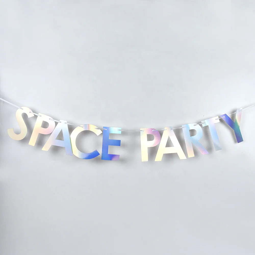  Space Birthday Party Supplies Happy Banner Cupcake Toppers Rocket Universe Planet