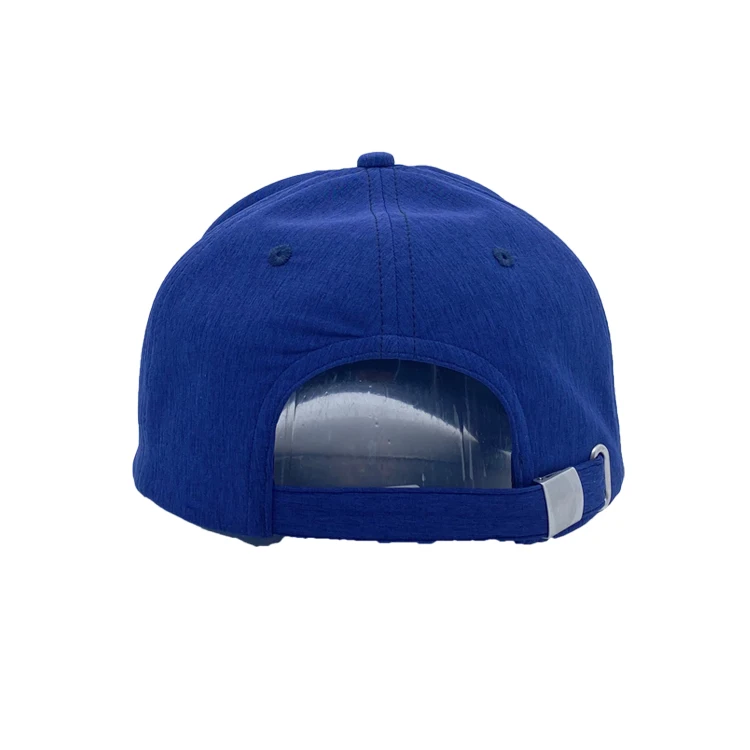 Promotional Custom Logo Patch Flag Embroidery Contrasting Color Sandwich Curved Visor Buckle at Back Blue Cotton Sports Cap
