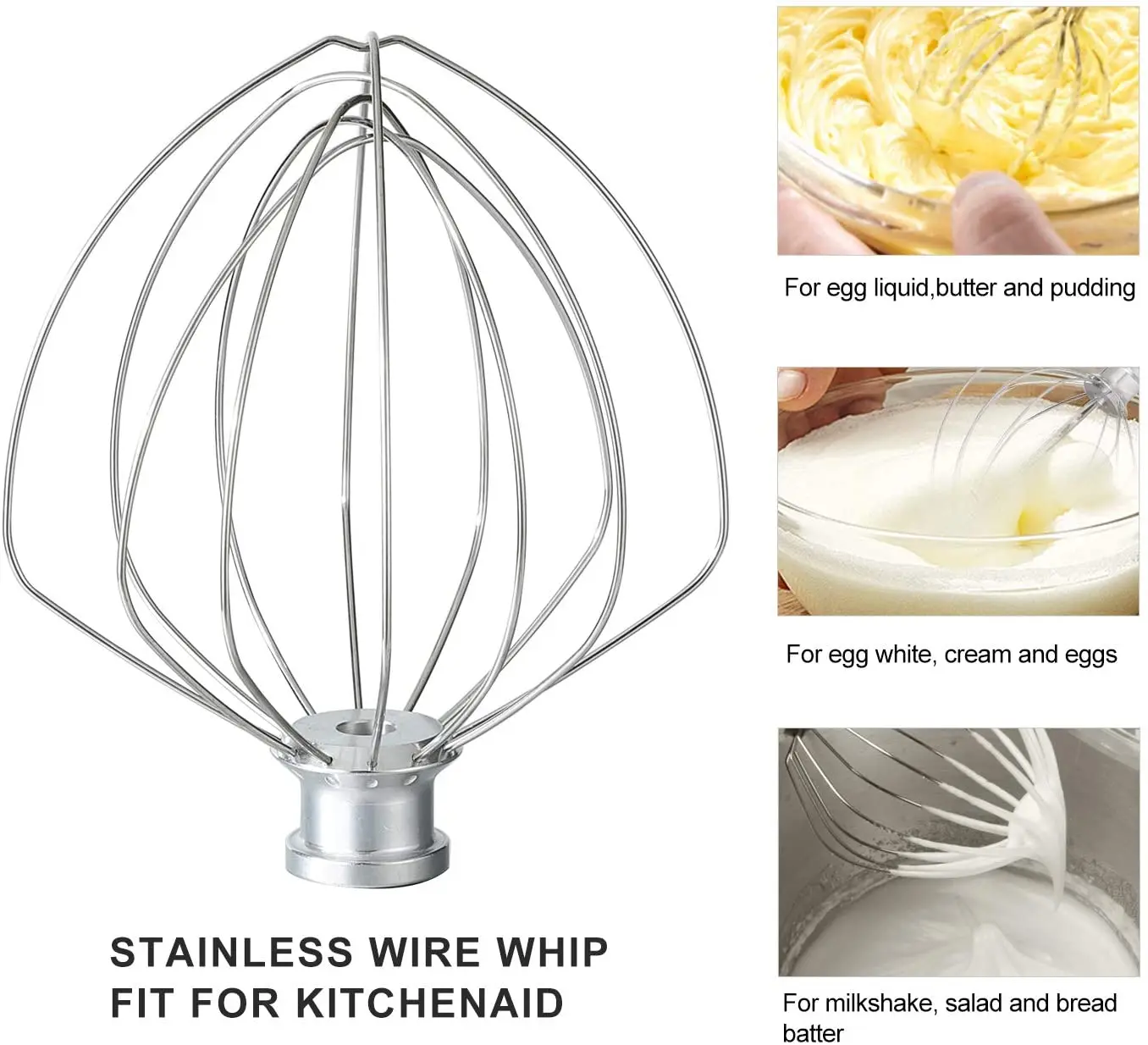 K45WW 6-Wire Whip Attachment For Tilt-Head Stand Mixer, Stainless Steel. Egg Heavy Cream Beater, Cakes Mayonnaise Whisk Mixer ac