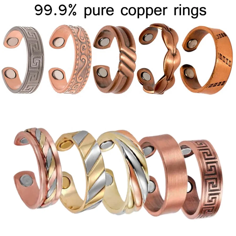 BioMagnetic Jewelry Cross Adjust Solid Copper Ring  Magnetic Rings Finger Rings