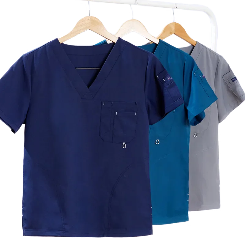 Hot products solid color v neck doctor work wear custom scrubs uniforms sets for medical staff suits