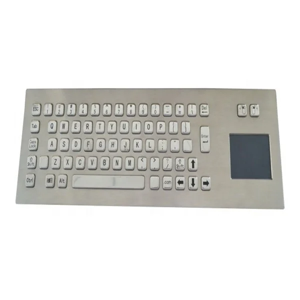 IP65 65 keys metal mechanical kiosk keyboard with touchpad or trackball