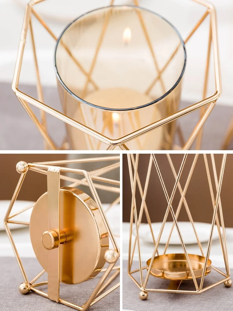 Light Luxury Living Room Metal vase with glass Dining Table Wedding metal nordic flower vase