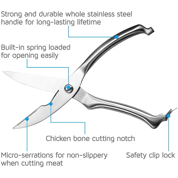 Premium Kitchen Stainless Steel Scissors Heavy Duty Meat Kitchen Shears For Cutting Chicken Bone Scissors