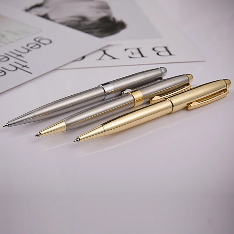 High Quality School Office Supplies Custom Luxury Metal Pen Silver 1.0 mm Ballpoint Pens for Gifts Business Gel Pens