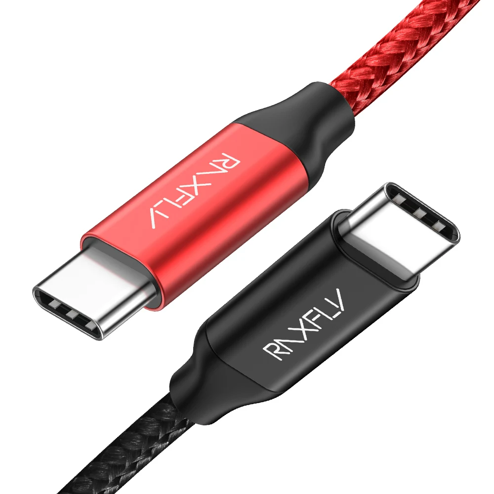 Amazon Top Selling RAXFLY Durable 24 Awg 2.4A Mobile Phone Fast Charging Usb Type c To Type c Cable