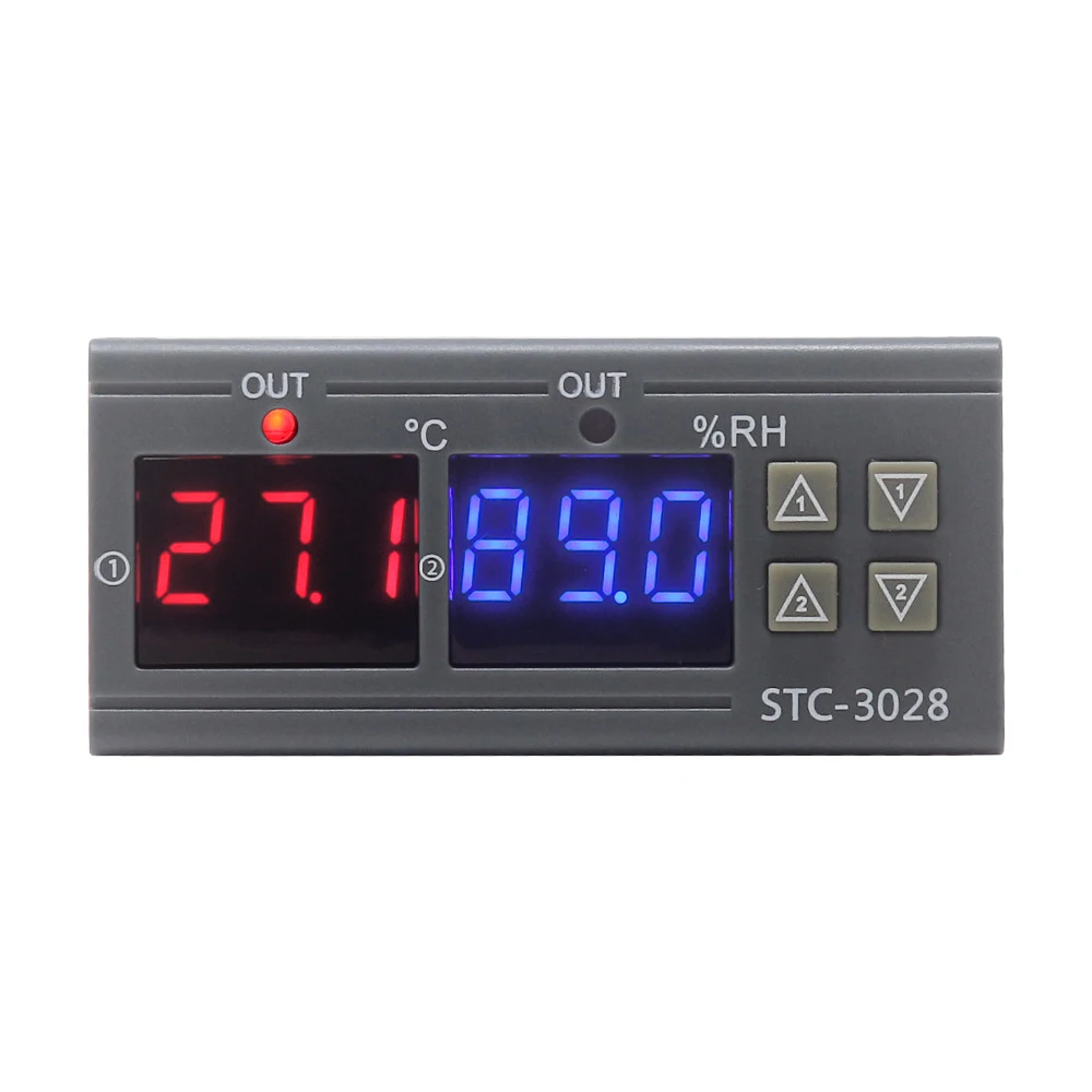 STC-3028 AC 110-220V 10A Digital Temperature Controller Dual Display Thermostat for Greenhouse/Pet Incubation/Farm/Fish Tank