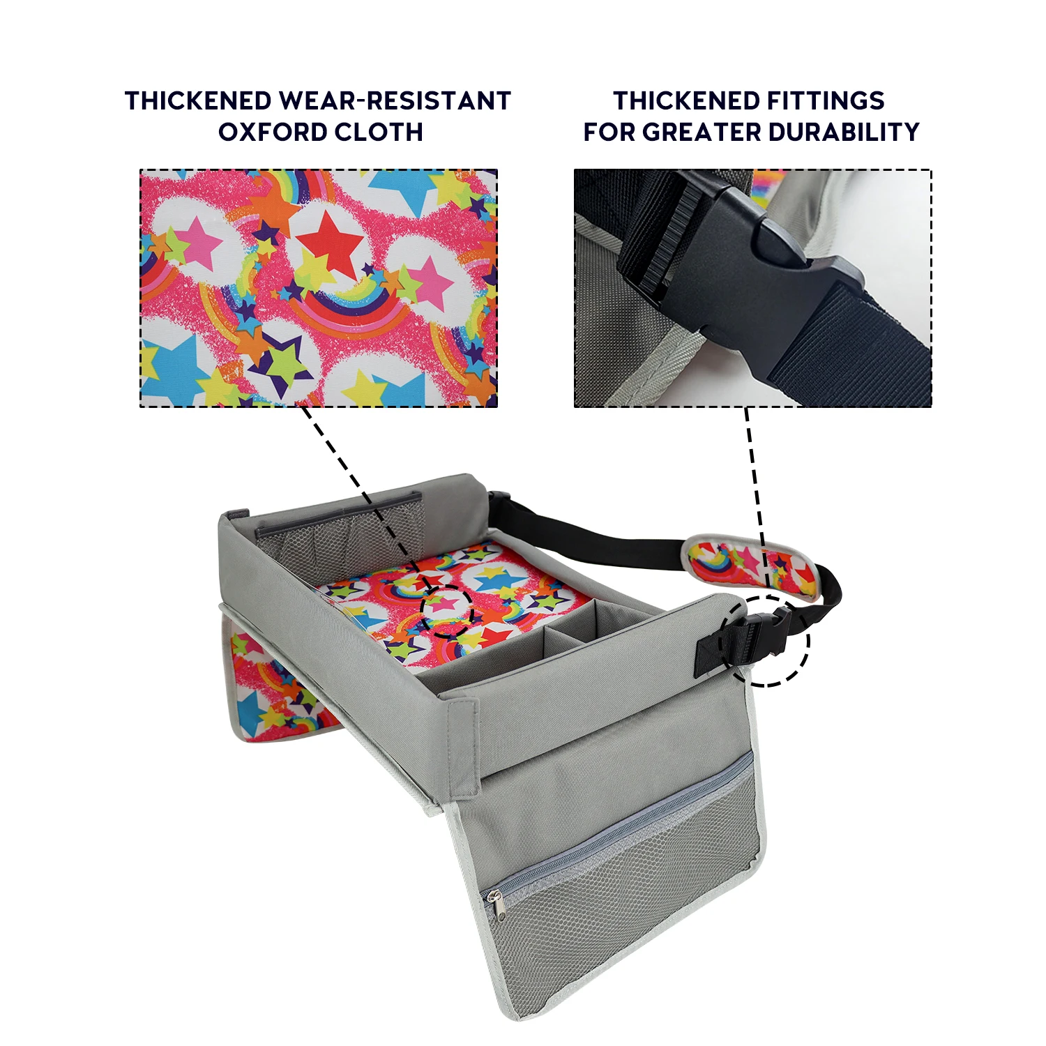 Kids Car Travel Seat Tray Baby Stroller Tray Airplane Play Table Activity Organizer Snack Lap Tray