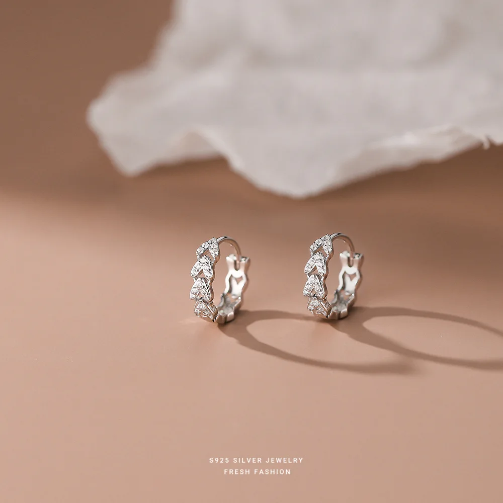 Glamour jewelry 925 silver earrings jewelry 18K gold plated CZ zircon heart hoop earrings for women