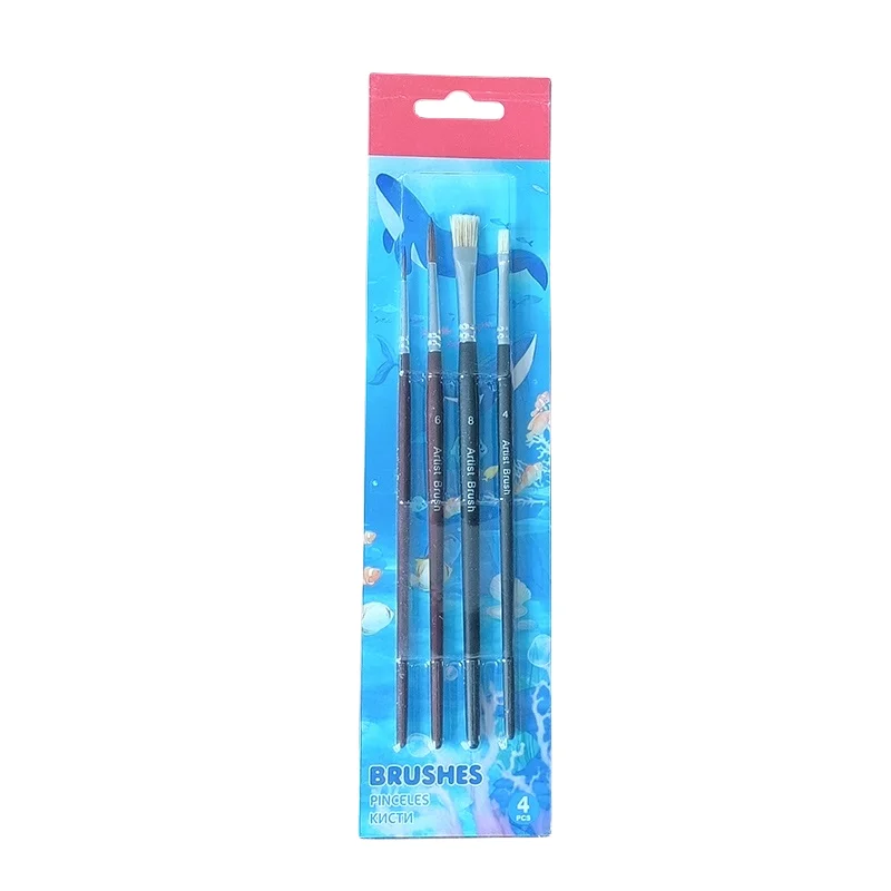 BOMEIJIA Manufacturer Supplier 4 pcs Horse /Bristle Hair  Artist Watercolor Gouache Drawing Paint Brushes For Art