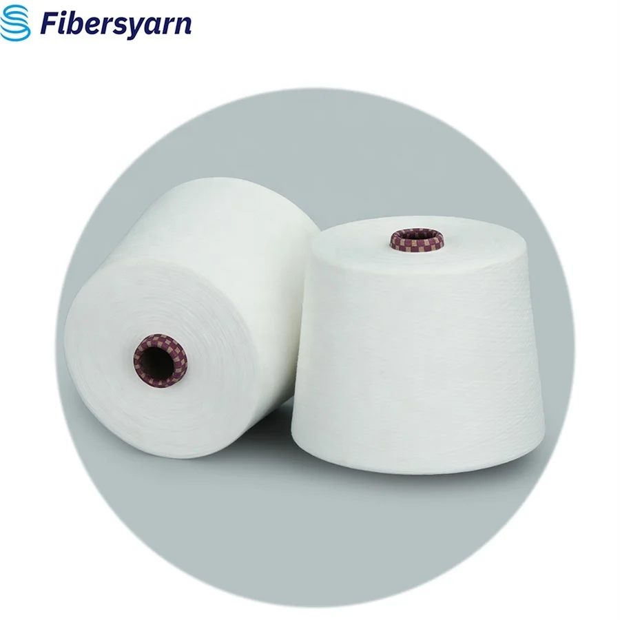Raw white colour industry spun polyester yarn for  Big loop circular knitting machine