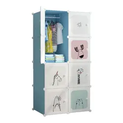 Cartoon designs kids plastic diy wardrobe storage folding cupboard baby wardrobe children cabinet