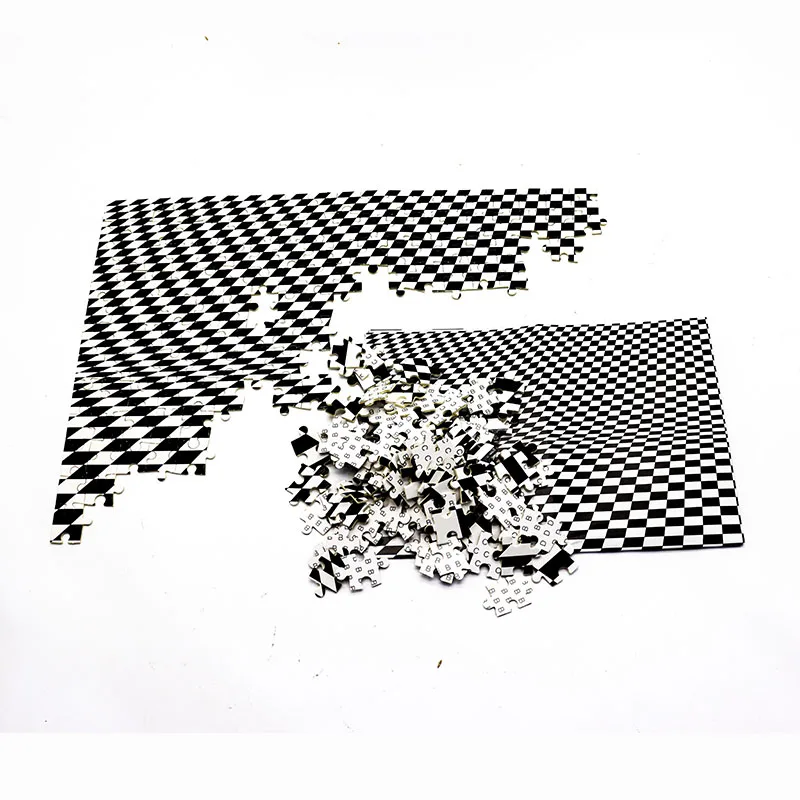 2022 hot Small box with drawings Back letter For Adults Toys Checkered Op Art custom jigsaw puzzle 1000 pieces