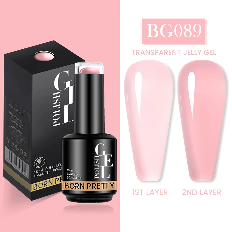 BORN PRETTY 8 Colors Ice Jelly Nude Gel Nail Colour Translucent Sheer Pink Gel Nail Polish 15ml