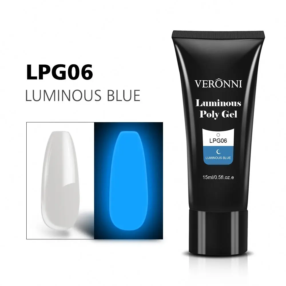 Luminous 15ml Polygel Nail Polish Gel Quick Drying UV Nail Extension Gel 6 Colors for Nail Art