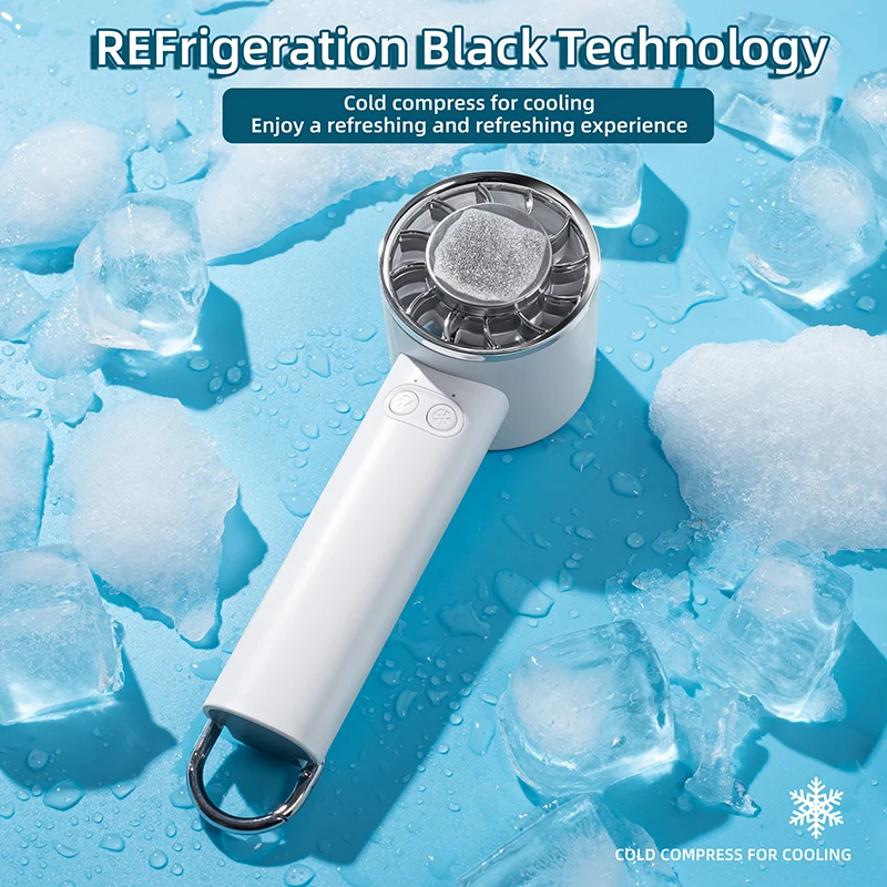 2024 New Arrival Ice Cooling Refrigerating Pad Mini Hanging Fan With Backpack Hook Small Desk Fan Outdoor Handheld Fan
