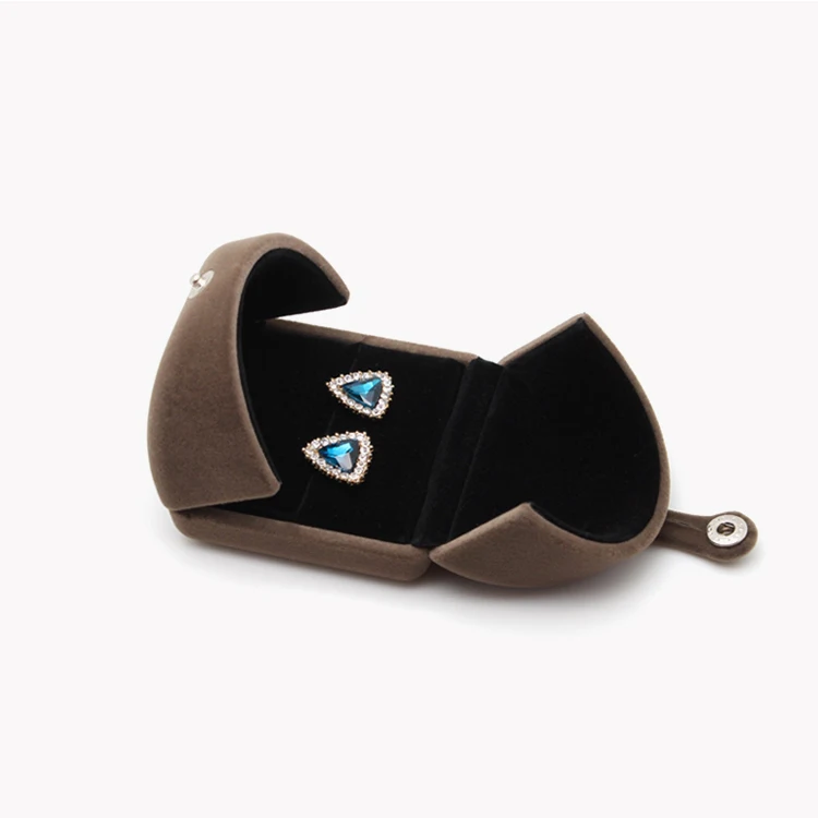 Factory wholesale brown velvet luxury  jewelry box