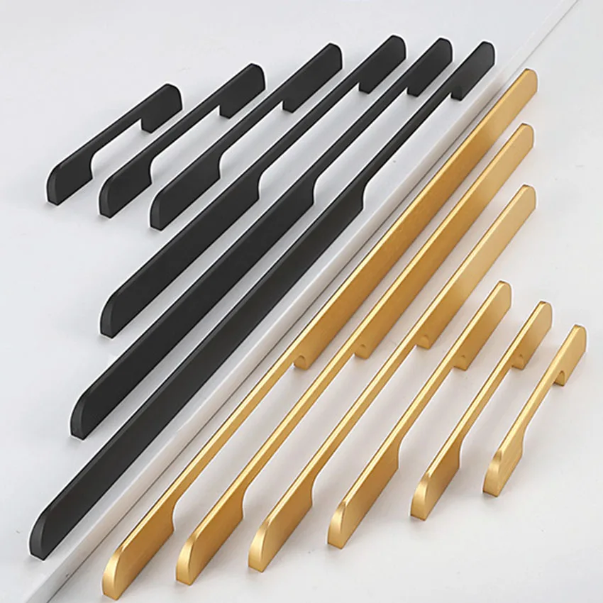 
High quality aluminum new design black gold kitchen bedroom cabinet drawer pull handle 