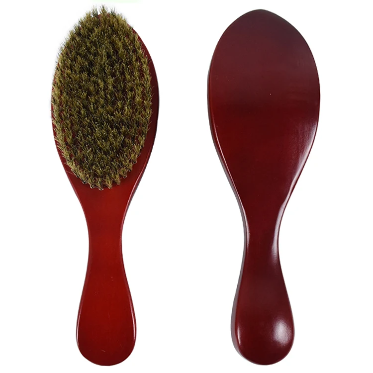 High Gloss PU Wood Paint Bristle 360 Wave 100% Wooden Curve Boar Bristle Hair Beard Brush