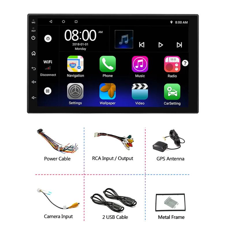 
Wholesale in stock 7 inch 1+16G car video Universal android touch screen car radio 