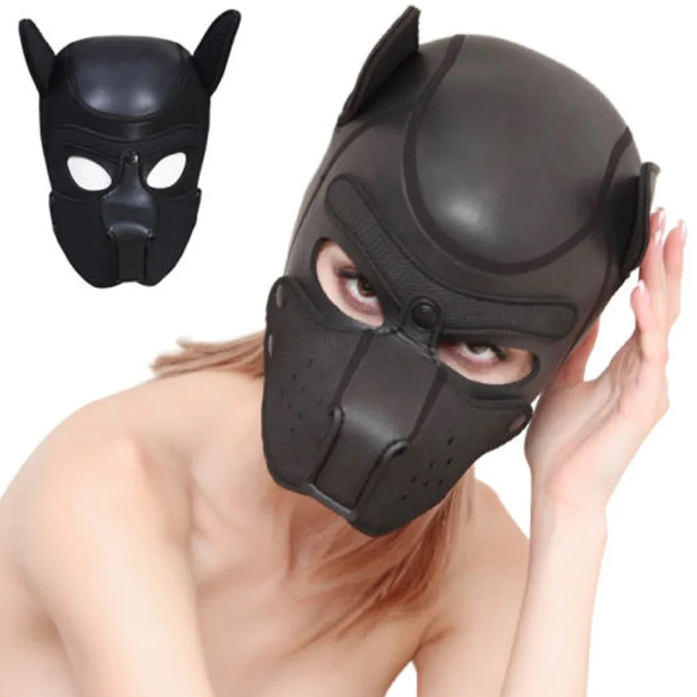 New Party Masks Dog Hood Mask Padded Latex Rubber Role Play Cosplay Full Head Ears Halloween Mask Sex Toy For Couples
