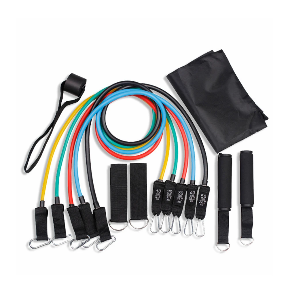 Factory Hot Sale Fashion 11 Pcs Resistance Fitness Pull Rope Set Latex Resistance Bands Set 11pcs Resistance Bands
