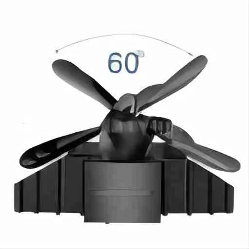 Double chip environmentally friendly silent 60 angle oscillating fireplace fan 5 blades mini heat powered wood stove fan