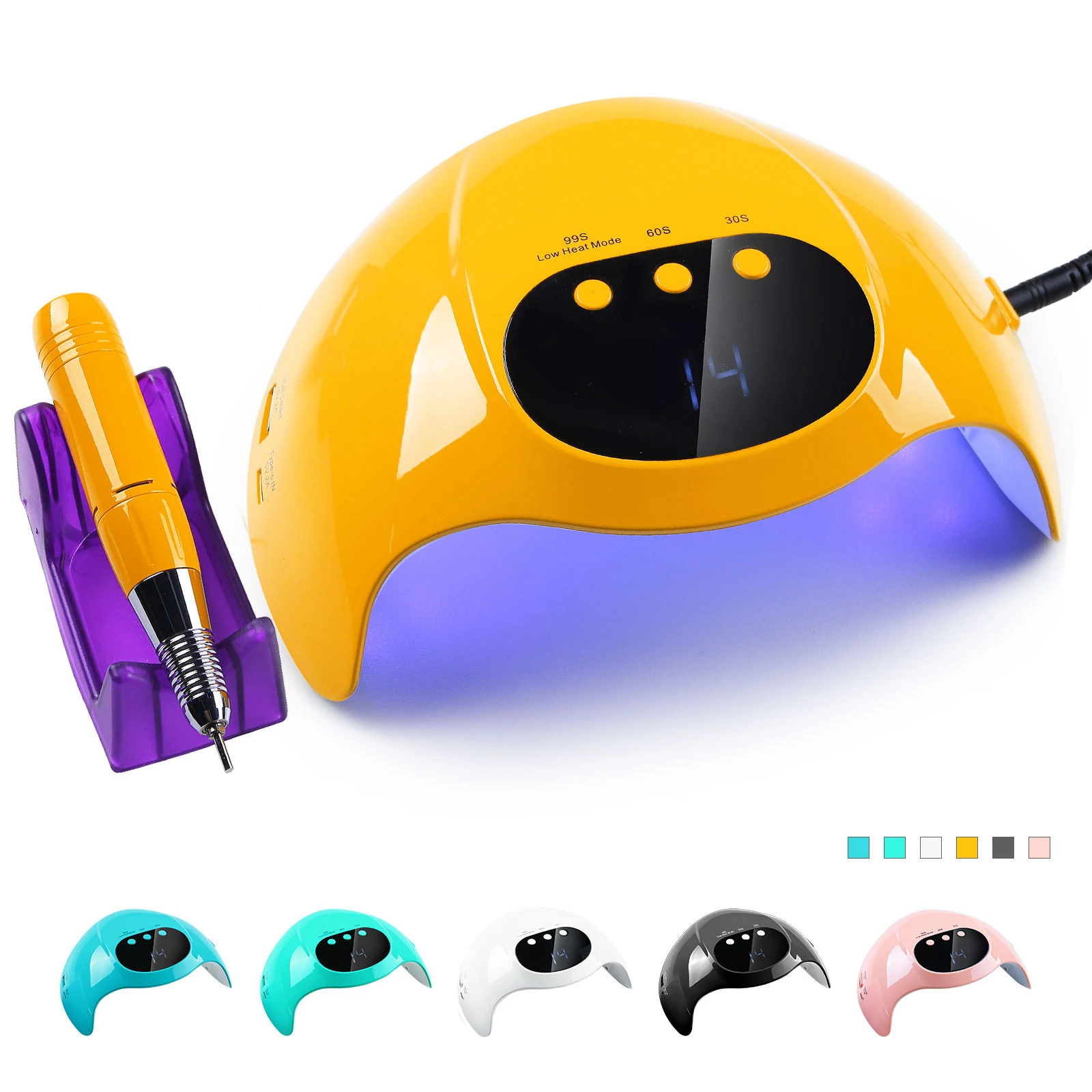 2 in 1 Manicure Salon Tools 48W UV LED Light Nail Dryer Smart Gel Nail Lamp with 18000 RPM Polish Nail Drill