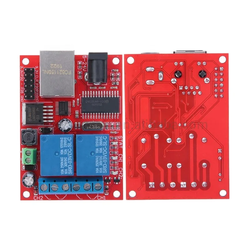 LAN Ethernet 2 channel  Relay Board Delay Switch TCP/UDP Controller Module WEB Server