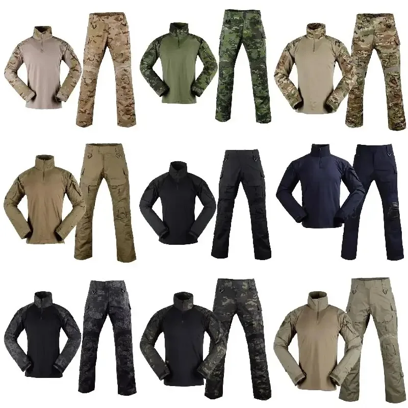 SONICE G3 Combat Tactical Outdoor Soft Camo Gears High Quality Woven Fabric Shirt Pants Knee Pads Breathable Frog Suit Hunting