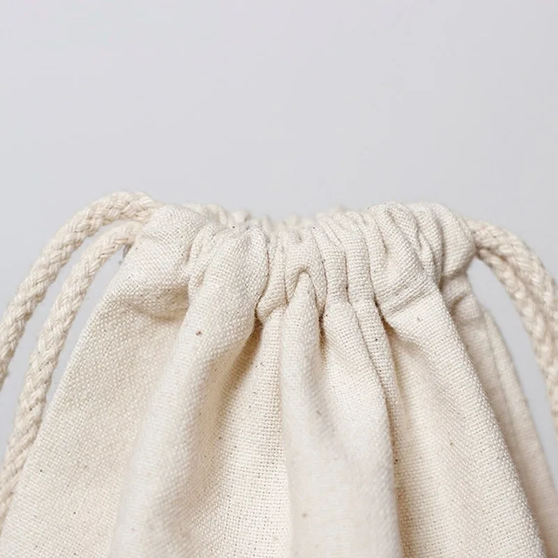 Custom logo cotton round bottom drawstring bag creative gift storage bag canvas burlap bag factory wholesale