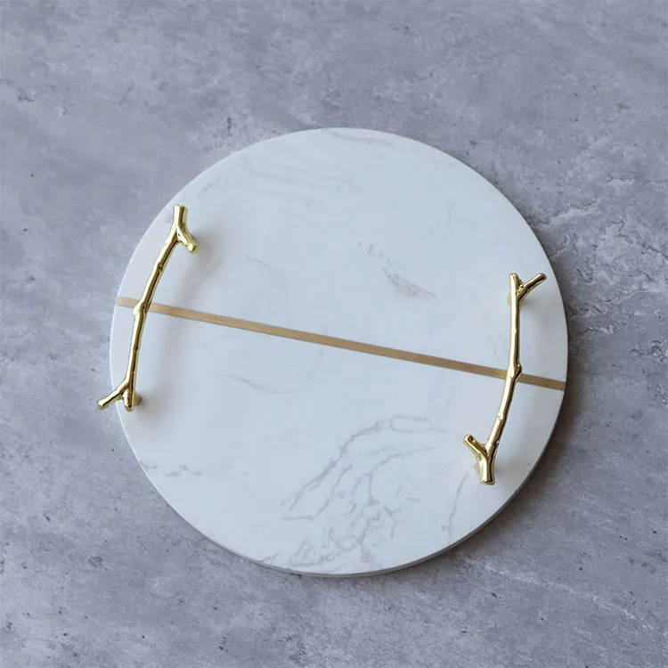 White marble restaurant premium elegant design nordic jewelry luxury serving tray nordic with handle