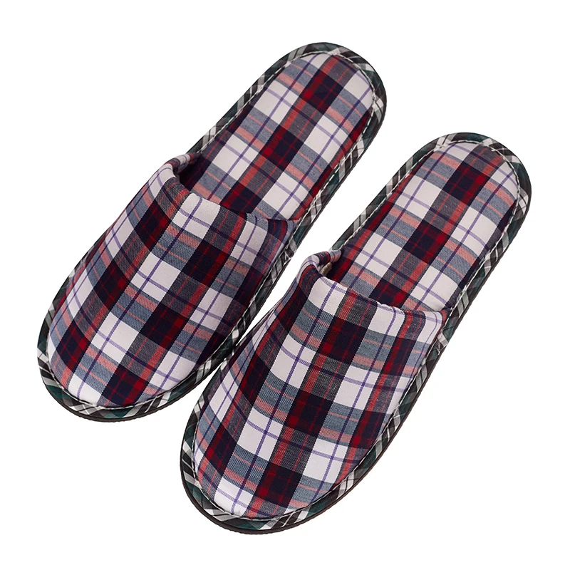 Latest Design Ladies Slippers Disposable Indoor Checkered Slipper For Hotel Home Custom
