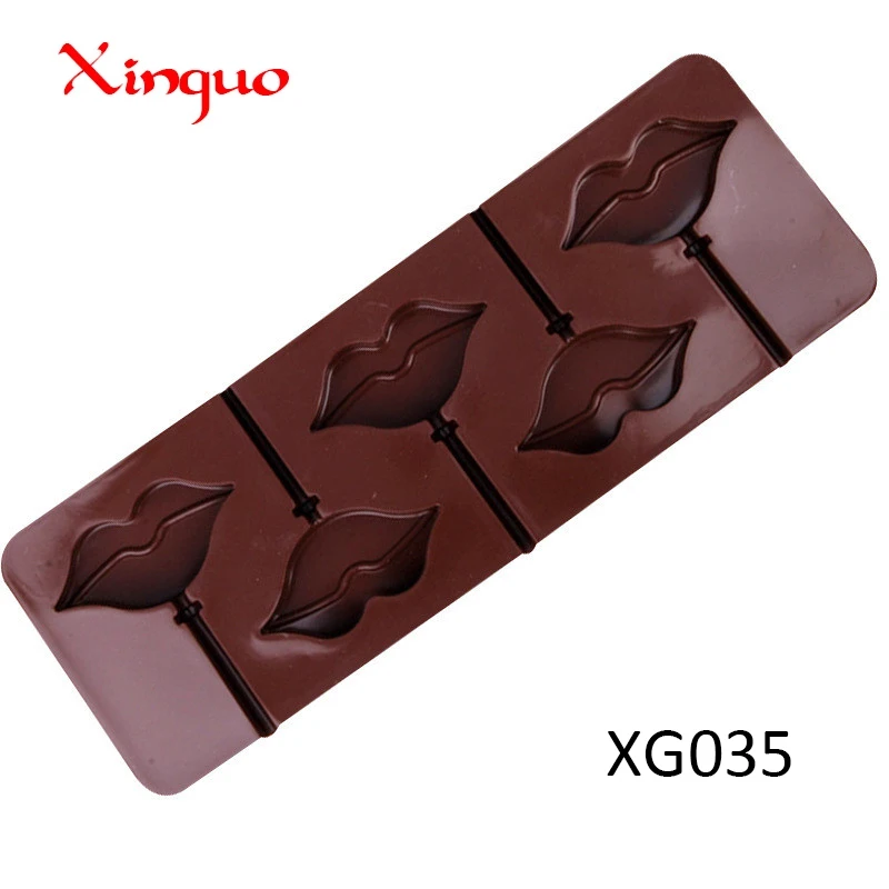 919 factory and stock lollipop mold hard candy silicone chocolate mould.5 cavity lips candy make resin mold silicone bpa free