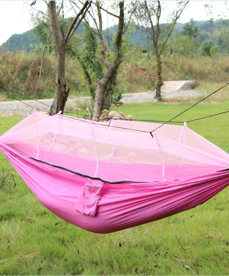 1PCS Mosquito-Proof Mosquito Net Hammock Nylon Hammock With Tree Belt Use For Outdoor Beach Terrace Hiking Camping Park