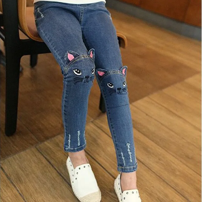 
Hot Sale Fall Girls Pants Fashion Elastic Jeans Girls Trousers 
